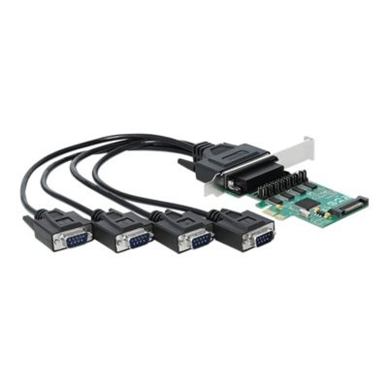 Delock PCI Express Card to 4 x Serial RS-232 with voltage supply - Sériový adaptér - PCI Express x1 nízký profil - RS-232 x 4