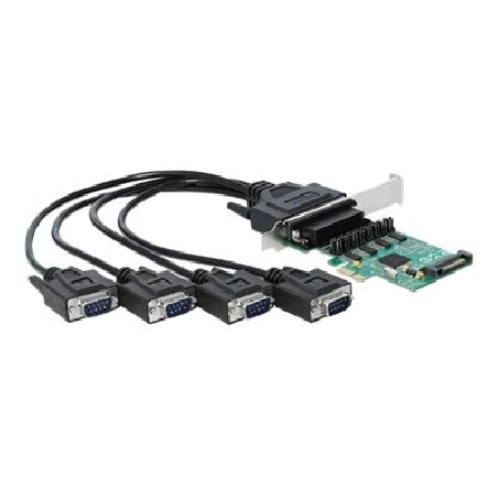 Delock PCI Express Card to 4 x Serial RS-232 with voltage supply - Sériový adaptér - PCI Express x1 nízký profil - RS-232 x 4