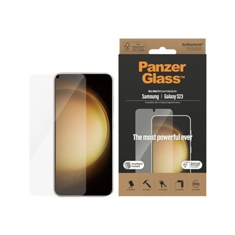 PanzerGlass - Ochrana obrazovky pro mobilní telefon - ultraširoký strih s EasyAligner - sklo - pro Samsung Galaxy S23