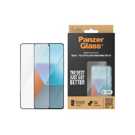 PanzerGlass - Ochrana obrazovky pro mobilní telefon - ultra široký tvar - sklo - barva rámu cerná - pro Xiaomi Redmi Note 13 Pro