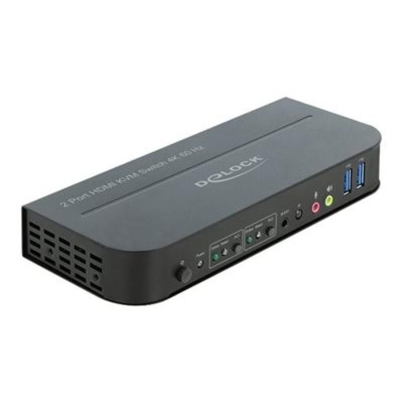 Delock HDMI KVM Switch 4K 60 Hz with USB 3.0 and Audio - Přepínač KVM / audio / USB - 2 x KVM / zvuk / USB - 1 místní uživatel