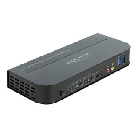 Delock HDMI KVM Switch 4K 60 Hz with USB 3.0 and Audio - Přepínač KVM / audio / USB - 2 x KVM / zvuk / USB - 1 místní uživatel