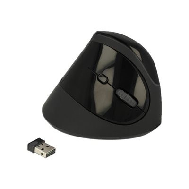 Delock Ergonomic - Vertikální myš - ergonomický - pravák - optický - 6 tlačítka - bezdrátový - 2.4 GHz - bezdrátový přijímač