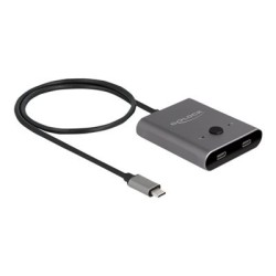 Delock Switch 2 to 1 - Rozbocovac - obousmerný, 8K, 10 Gbps - 2 x USB-C (Power Delivery) - desktop
