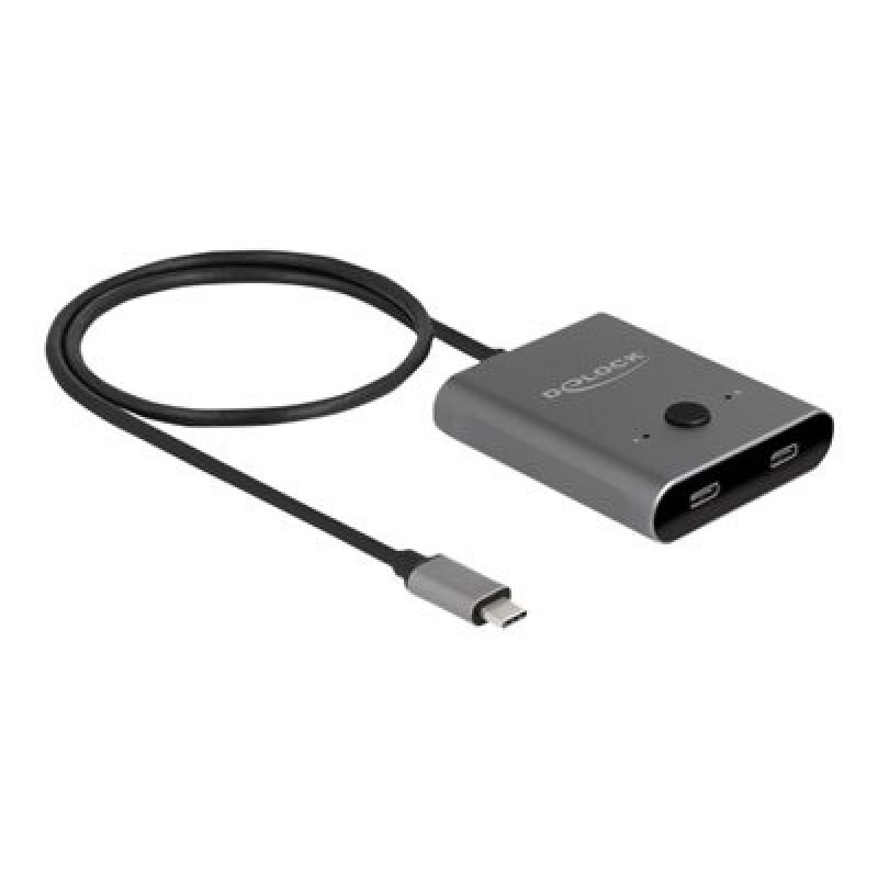 Delock Switch 2 to 1 - Rozbocovac - obousmerný, 8K, 10 Gbps - 2 x USB-C (Power Delivery) - desktop