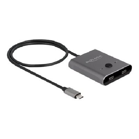Delock Switch 2 to 1 - Rozbocovac - obousmerný, 8K, 10 Gbps - 2 x USB-C (Power Delivery) - desktop