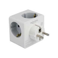 Delock - Síťový adaptér - 16 A - 6 výstupní konektory (2 x 9 pin USB Type A, USB-C, 3 x napájení CEE 7/3) - bílá