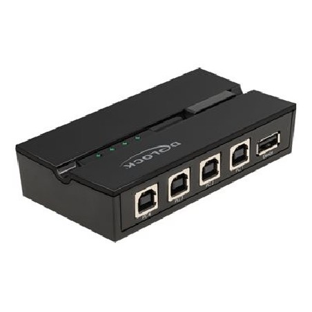 Delock - USB periferní sharing switch - 4 x USB 2.0 - pro připevnění na zeď, umožňuje montáž na povrchy