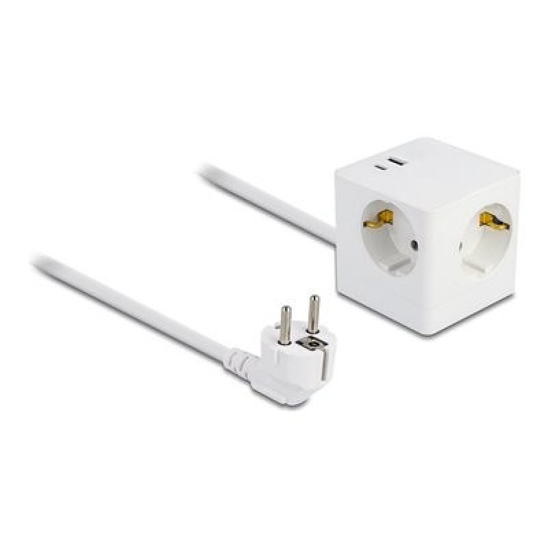 Delock - Napájecí pásek - s detskou pojistkou, nabíjecka PD 3.0 20W - AC 250 V - 3680 Watt - vstup: power CEE 7/7 - výstupní