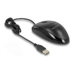 Delock - Myš - tichý - pravák a levák - optický - 3 tlacítka - kabelové - USB - cerná - maloobchod - krabice