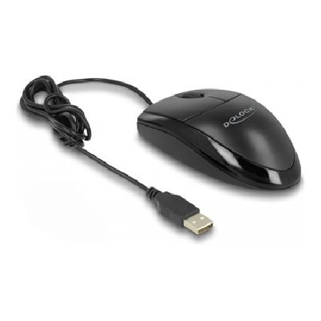 Delock - Myš - tichý - pravák a levák - optický - 3 tlacítka - kabelové - USB - cerná - maloobchod - krabice