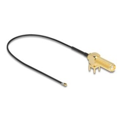 Delock - Kabel antény - I-PEX (M) do SMA (M) prepážka - 25 cm - koaxiál - 90° konektor - cerná