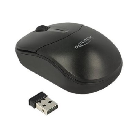 Delock - Myš - pravák a levák - optický - 3 tlačítka - bezdrátový - 2.4 GHz - bezdrátový přijímač USB - černá - maloobchod