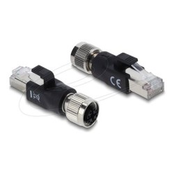 Delock - Sítový adaptér - 8 pin M12-X (F) do RJ-45 (M) - CAT 6 - cerná
