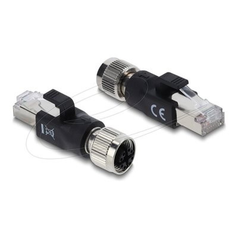 Delock - Sítový adaptér - 8 pin M12-X (F) do RJ-45 (M) - CAT 6 - cerná