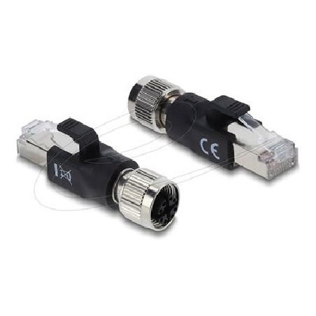 Delock - Sítový adaptér - 8 pin M12-X (F) do RJ-45 (M) - CAT 6 - cerná