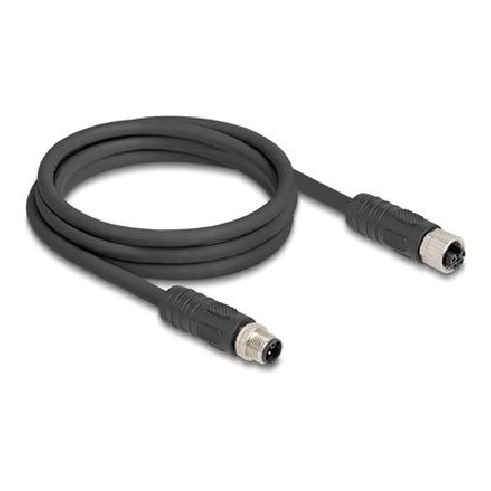 Delock - Kabel senzoru - 4 piny M12 (M) do 4 piny M12 (F) - 63 V - 12 A - 2 m - bez silikonu, L-kódovaný - cerná
