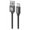 Swissten Datový kabel Textile USB / USB-C 0,5 m černý