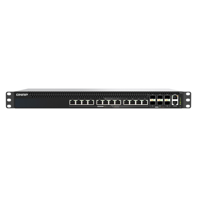 QNAP řízený switch QSW-M5218P-6F12T (6x 25GbE SFP28 port, 12x 10GbE PoE RJ45 port, L3)