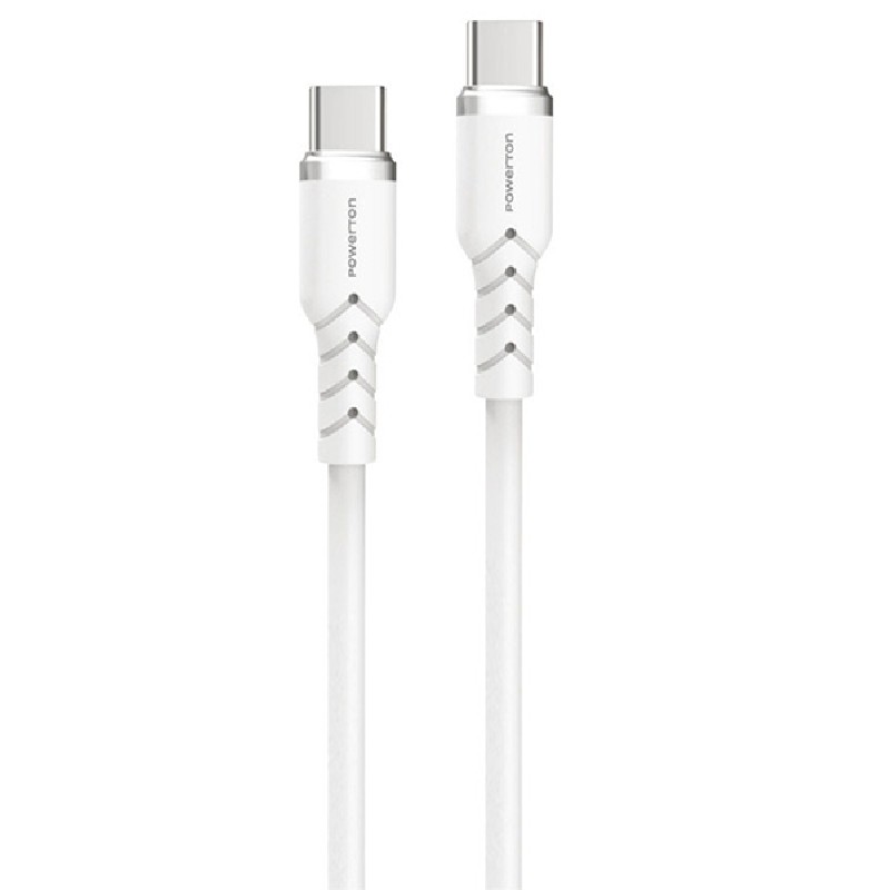 Powerton ENERGY WHITE EDITION Kabel USB-C, 100W, 1m, silikonový, bilý