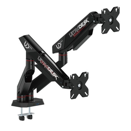 ULTRADESK SWORD Double Polohovatelný držák pro 2 monitory, černý, 2x12KG, 17"-40"