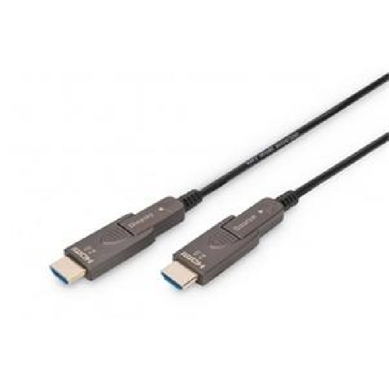Digitus Aktivní optický HDMI propojovací kabel, typ A, odnímatelný samec/samec, 30,0 m, Ultra HD, 4K@60 Hz, zlatý, bl