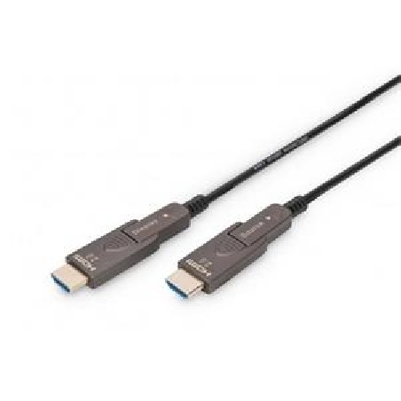Digitus Aktivní optický HDMI propojovací kabel, typ A, odnímatelný samec/samec, 30,0 m, Ultra HD, 4K@60 Hz, zlatý, bl