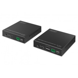 DIGITUS Sada optického HDMI KVM extenderu, 4K/60Hz, dosah 40 km / 300 m, podpora IP sítě 1G, černá