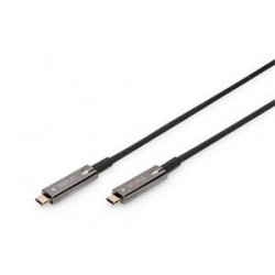 Digitus HDMI AOC Connection Cable Type USB-C - USB-C M/M, 15,0 m, UHD 4K, 4K@60 Hz, USB 3.1, černý
