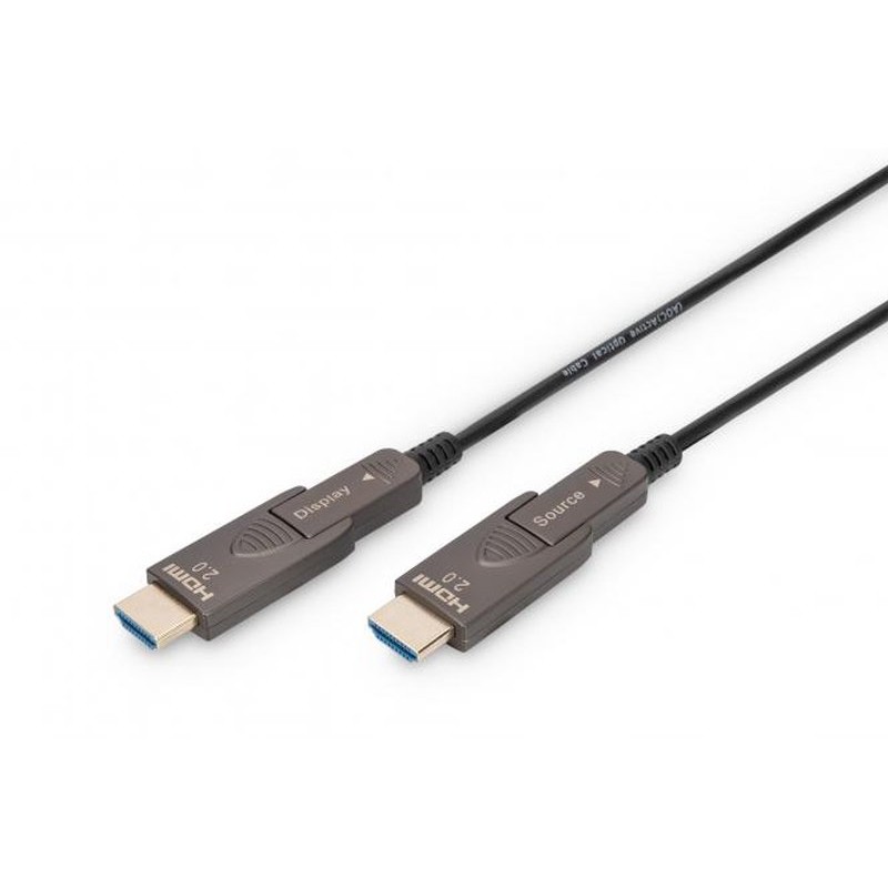 Digitus Kabel HDMI AOC (aktivní optický), typ A, odpojitelný M/M, 10,0 m, Ultra HD, 4K@60 Hz, pozlacený, černý