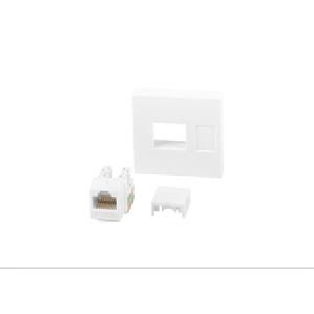 Wall Socket RJ45 45X45 + Keystone CAT.6 UTP White Lanberg