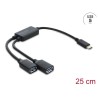 Delock Dvouportový kabelový rozbočovač USB 5 Gbps Typ-A s konektorem USB Type-C™, 25 cm