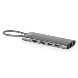 Digitus USB-C dokovací stanice, 9 portů: 2x HDMI, 5x USB 3.2 Gen 1, 1x RJ45, 1x PD