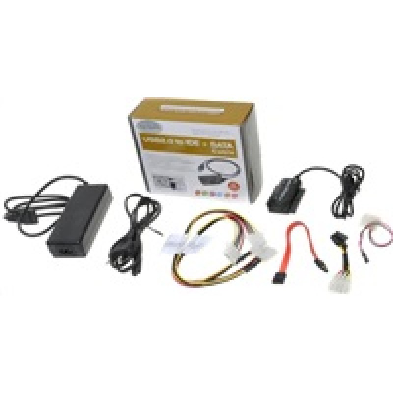 BAZAR - PREMIUMCORD USB 2.0 - IDE + SATA adapter s kabelem a přídavným zdrojem - Pošk. obal