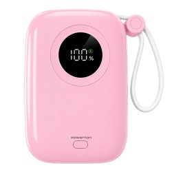 Powerton ENERGY PASTEL EDITION Powerbanka 10000mAh, 2x USB-C, 22.5W, integrovaný kabel, růžová