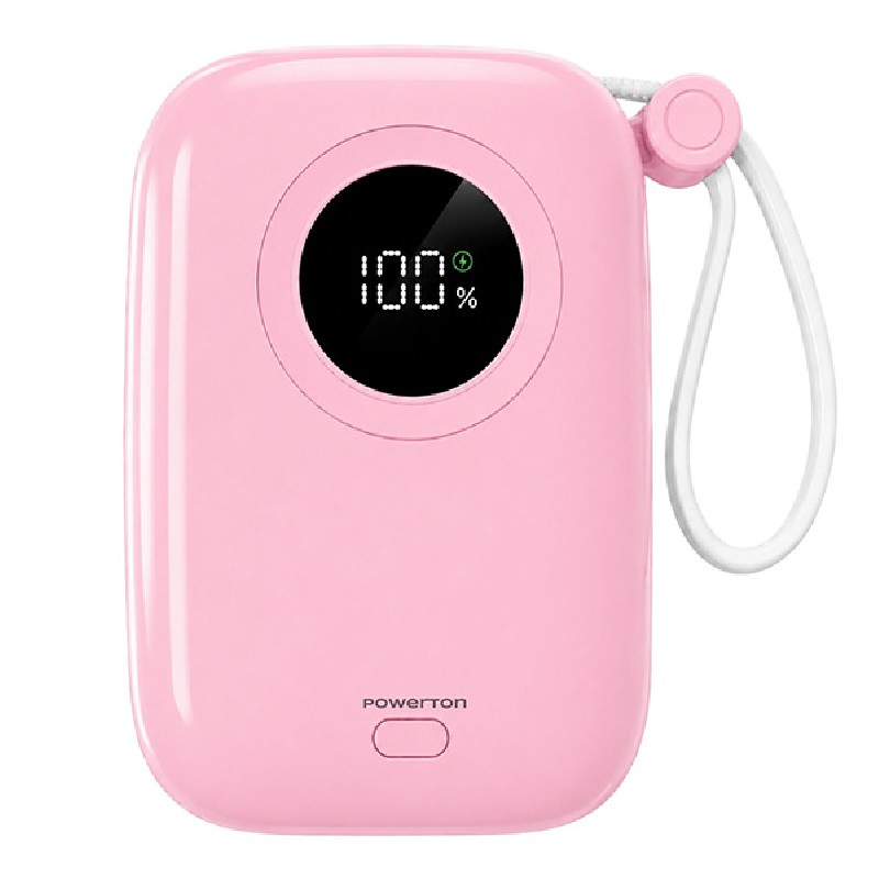 Powerton ENERGY PASTEL EDITION Powerbanka 10000mAh, 2x USB-C, 22.5W, integrovaný kabel, růžová