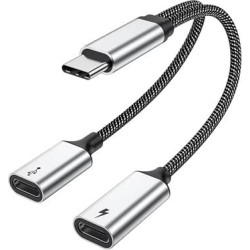 Adapter USB-C Splitter (2-in-1 USB C Data transfer 480Mbps & Charge Adapter 100W)
