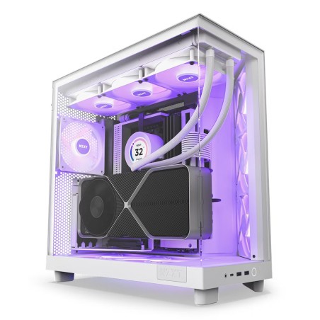 NZXT skříň H6 Flow RGB dvoukomorová / MidT / 3x120mm RGB fan / 2xUSB 3.2 / USB-C / prosklená / bílá