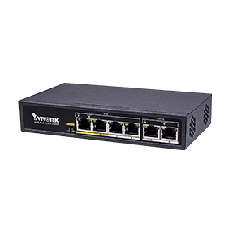 VIVOTEK AW-FET-060C-065 switch,4xRJ45 10/100 s PoE (802.3af/at, PoE budget 60W), 2xRJ45 10/100