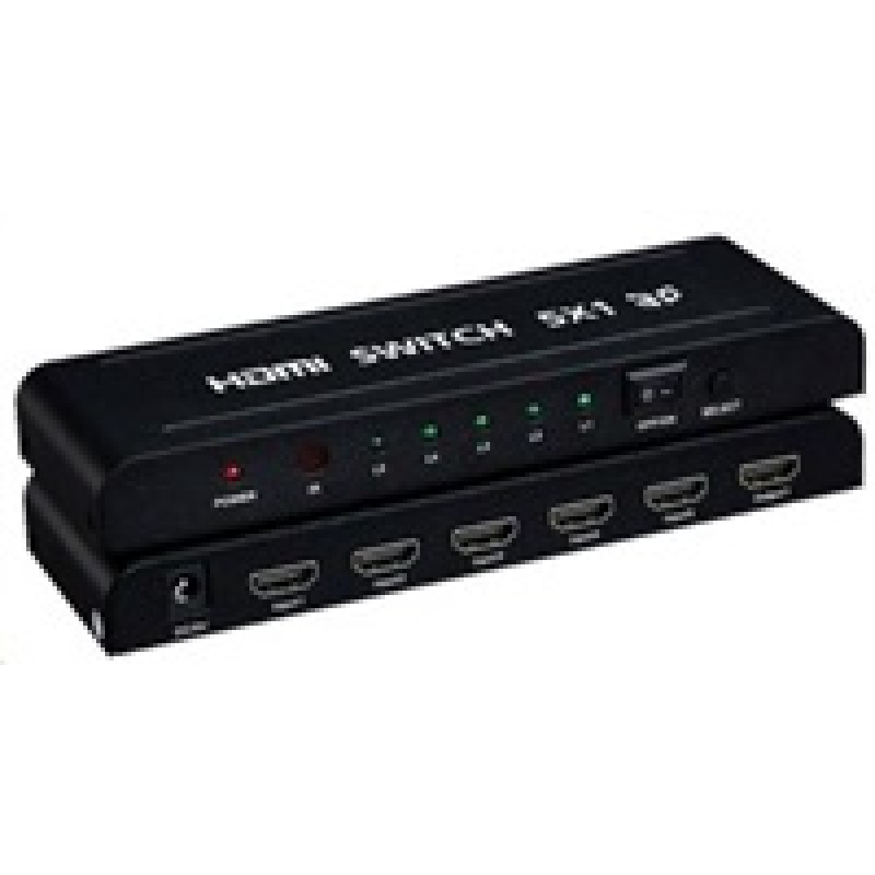 BAZAR - PREMIUMCORD HDMI switch 5:1 kovový s dálkovým ovladačem a napájecím adaptérem - Poškozený obal (Komplet)