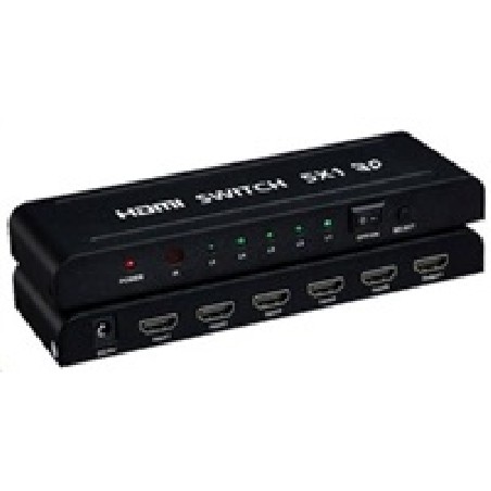 BAZAR - PREMIUMCORD HDMI switch 5:1 kovový s dálkovým ovladačem a napájecím adaptérem - Poškozený obal (Komplet)