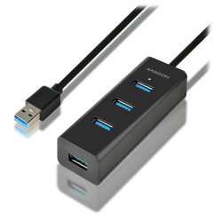 AXAGON HUE-S2BL, 4x USB 3.0 CHARGING hub, micro USB nap. konektor, kabel USB-A 1.2m