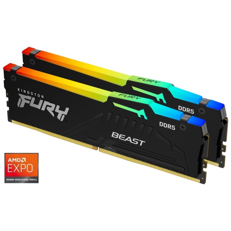 KINGSTON DIMM DDR5 64GB (Kit of 2) 6000MT/s CL36 FURY Beast RGB EXPO