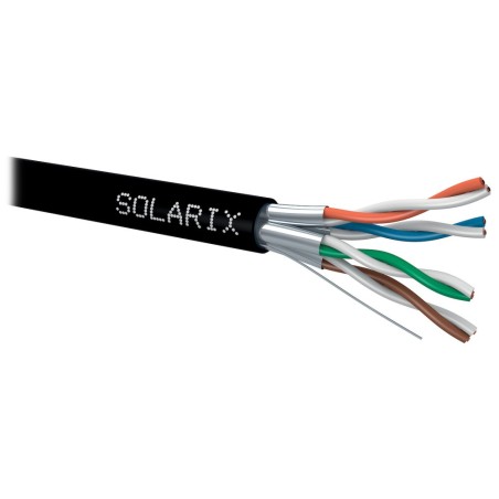 Instalační kabel Solarix STP, Cat6A, drát, PE, cívka 500m