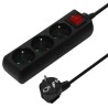 PREMIUMCORD Prodlužovací přívod 230V 2m 3 zásuvky + vypínač, černý