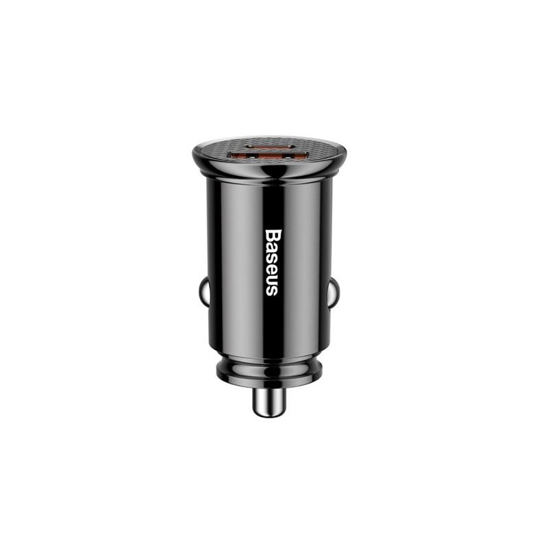 Baseus CCALL-YS01 Circular Nabíječka do Auta USB+USB-C 30W Black