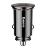 Baseus CCALL-YS01 Circular Nabíječka do Auta USB+USB-C 30W Black