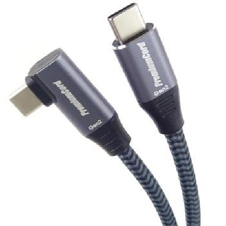 PremiumCord USB-C 3.2 gen 2, zahnutý, oplet, 0,5m