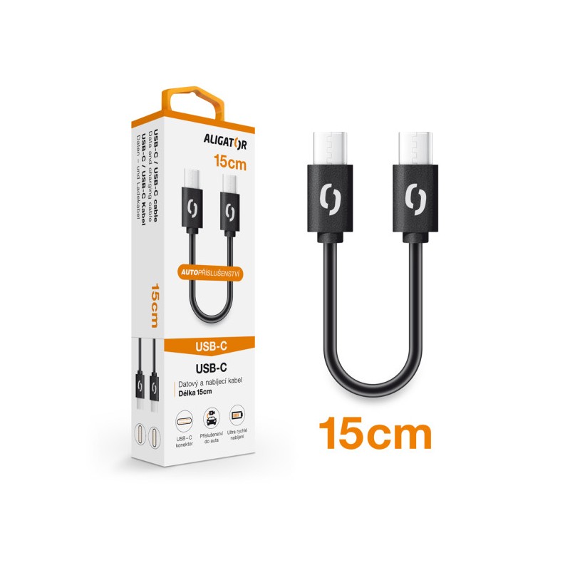 ALIGATOR Datový kabel POWER USB-C/USB-C 15cm, černý