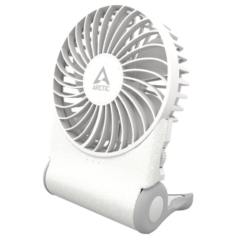 ARCTIC Summair 2Go (White) - Rechargeable Pocket Fan with Stand (74 hours of battery life and variab